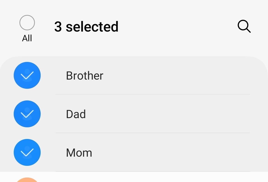 Select Exported Contacts screenshot