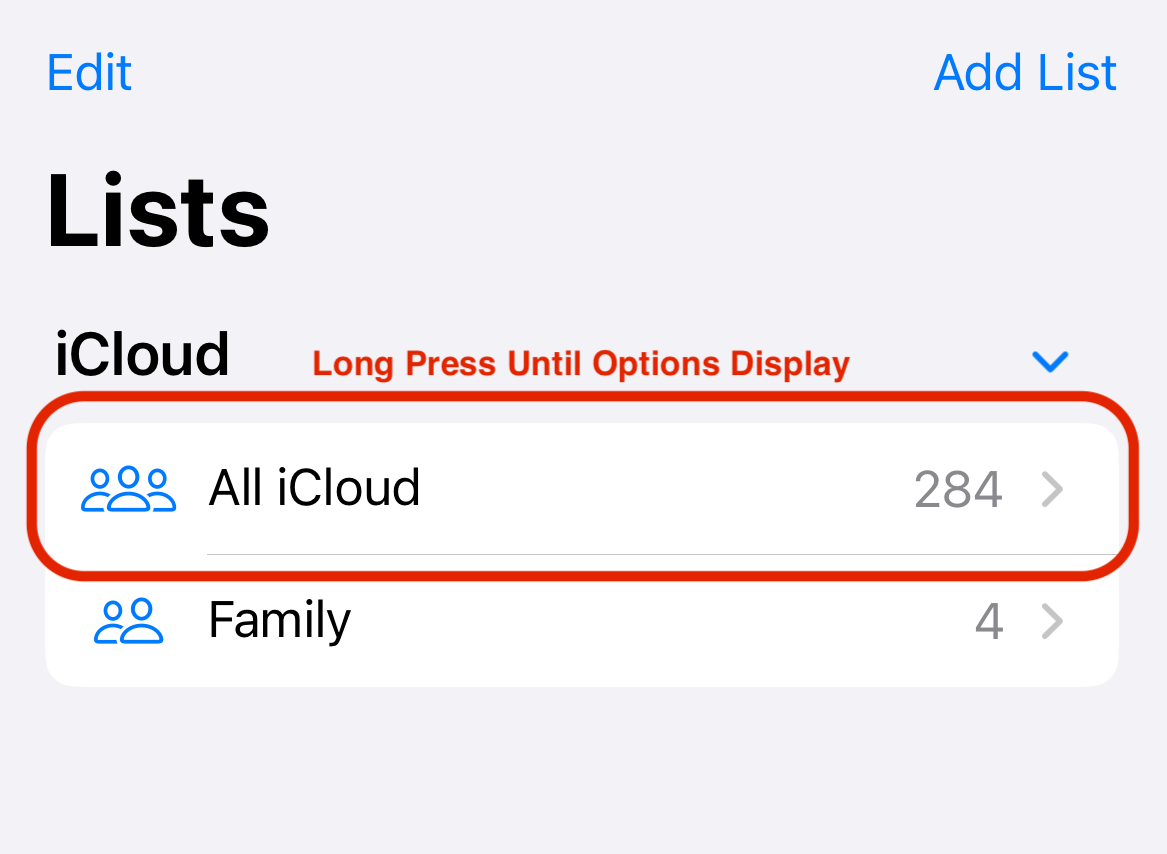 Select All Contacts screenshot